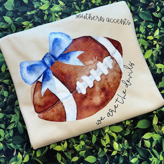 Watercolor Football Bow