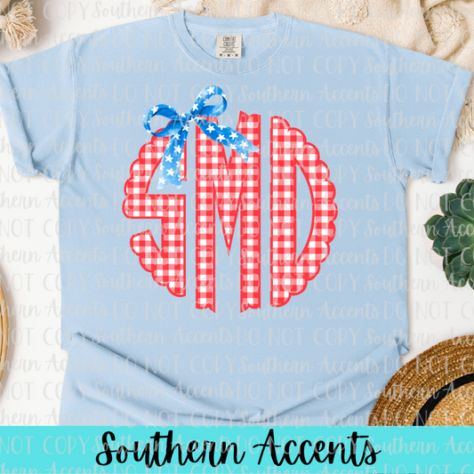 Gingham Plaid July 4th Patriotic Tee